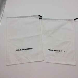 Robert Clergerie Paris 2 Unmatched NWOT White Dust Bags w/Black Drawstrings